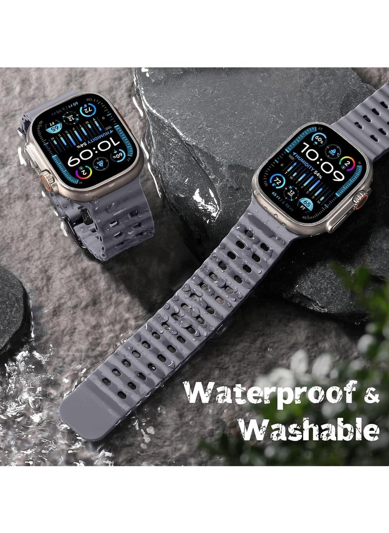 TEMPO - Ocean Silicone Sport Rugged Watch Band Compatible with Apple Watch Ultra 2/Ultra Bands 49mm 46mm 45mm 44mm 42mm for Men Women, Breathable Soft Waterproof Strap for for iwatch Series 10 9 8 7 6 5 4 3 2 1 SE - Image 1