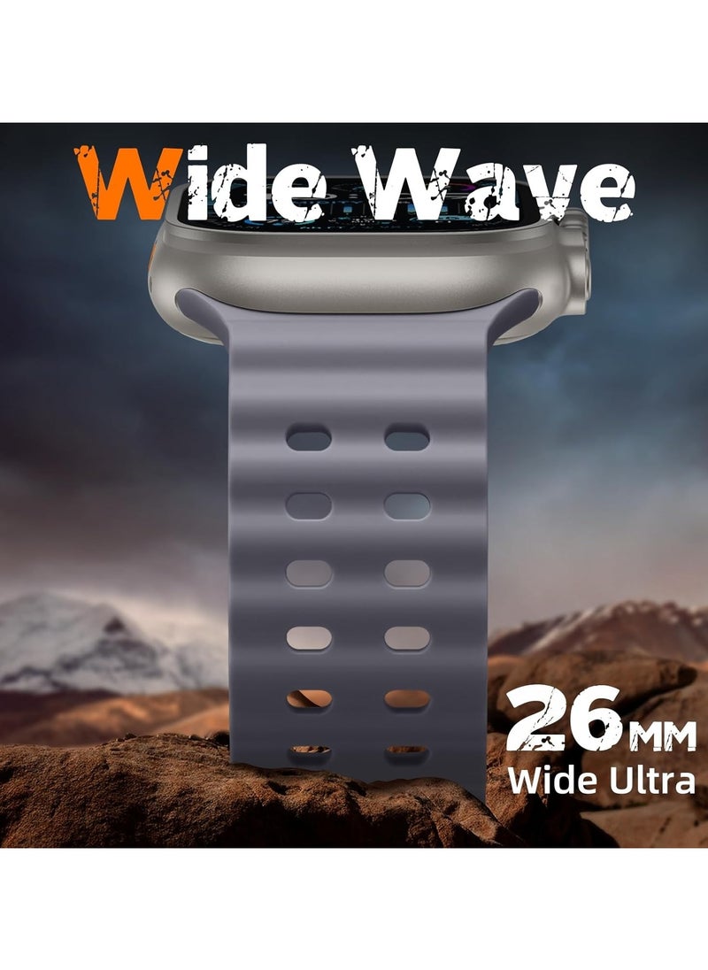 TEMPO - Ocean Silicone Sport Rugged Watch Band Compatible with Apple Watch Ultra 2/Ultra Bands 49mm 46mm 45mm 44mm 42mm for Men Women, Breathable Soft Waterproof Strap for for iwatch Series 10 9 8 7 6 5 4 3 2 1 SE - Image 1