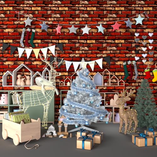 MelunMer Red Brick Peel and Stick Wallpaper 17.7”×393” Self Adhesive Removable Wallpaper Red Faux Brick Contact Paper Waterproof Decorative Easily to Install Contact Paper for Kitchen Backsplash - Image 2