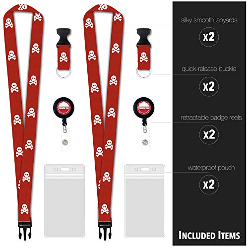 Cruise On Cruise Lanyard for Ship Cards – 2-Pack Retractable Badge & Waterproof Key Card Holder for Ship Cards – Cruise Essentials 2026-2027, Perfect for Travel & Vacation (Red Pirate) - Image 3