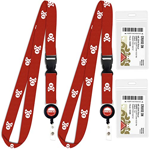 Cruise On Cruise Lanyard for Ship Cards – 2-Pack Retractable Badge & Waterproof Key Card Holder for Ship Cards – Cruise Essentials 2026-2027, Perfect for Travel & Vacation (Red Pirate) - Image 1