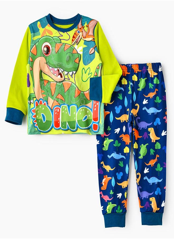 babyqlo Happy Dino Glow-in-the-Dark Pajama Set for Boys  - Image 1