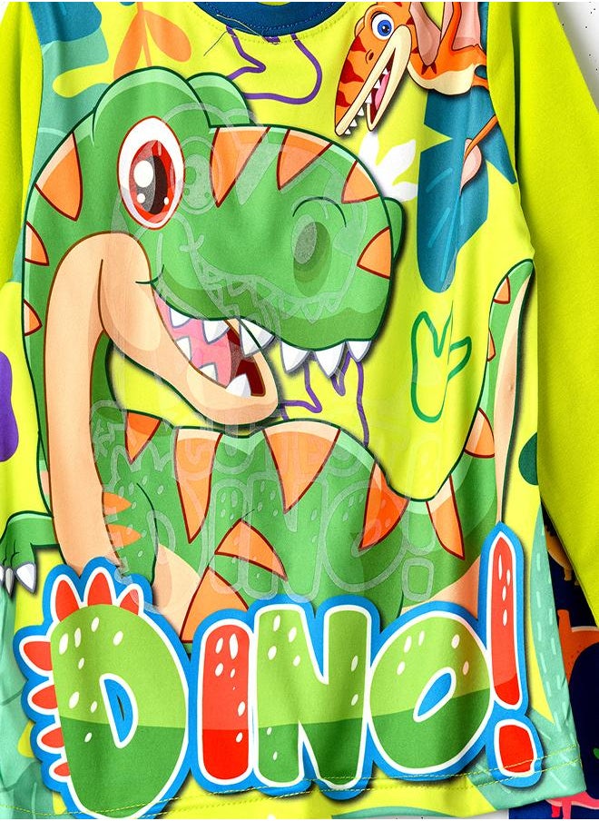 babyqlo Happy Dino Glow-in-the-Dark Pajama Set for Boys  - Image 4