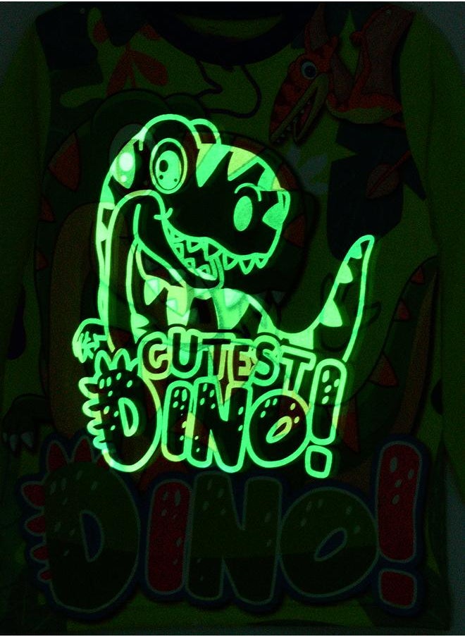 babyqlo Happy Dino Glow-in-the-Dark Pajama Set for Boys  - Image 3