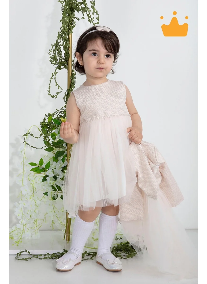 بيبي دولا Minimony 6-24 Months Mine Pattern Jacketed Baby Girl Child Festive Evening Dress Wedding Dress Suit 1013