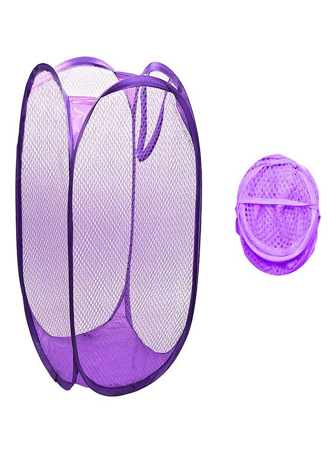 MeeTo Nylon Mesh Laundry Bag, Dirty Clothes Basket with Sturdy Material & Durable Carry Handles, Solid Bottom, Easy to Open and Fold Flat for Storage, Random Color, Pack Of 1 - Image 1