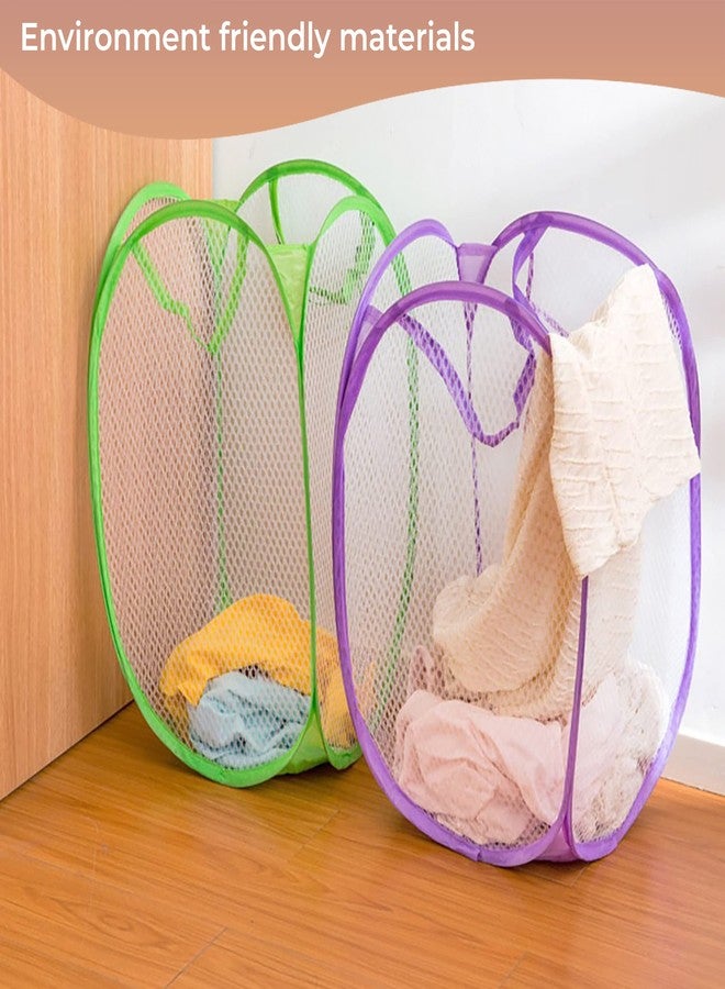 MeeTo Nylon Mesh Laundry Bag, Dirty Clothes Basket with Sturdy Material & Durable Carry Handles, Solid Bottom, Easy to Open and Fold Flat for Storage, Random Color, Pack Of 1 - Image 2