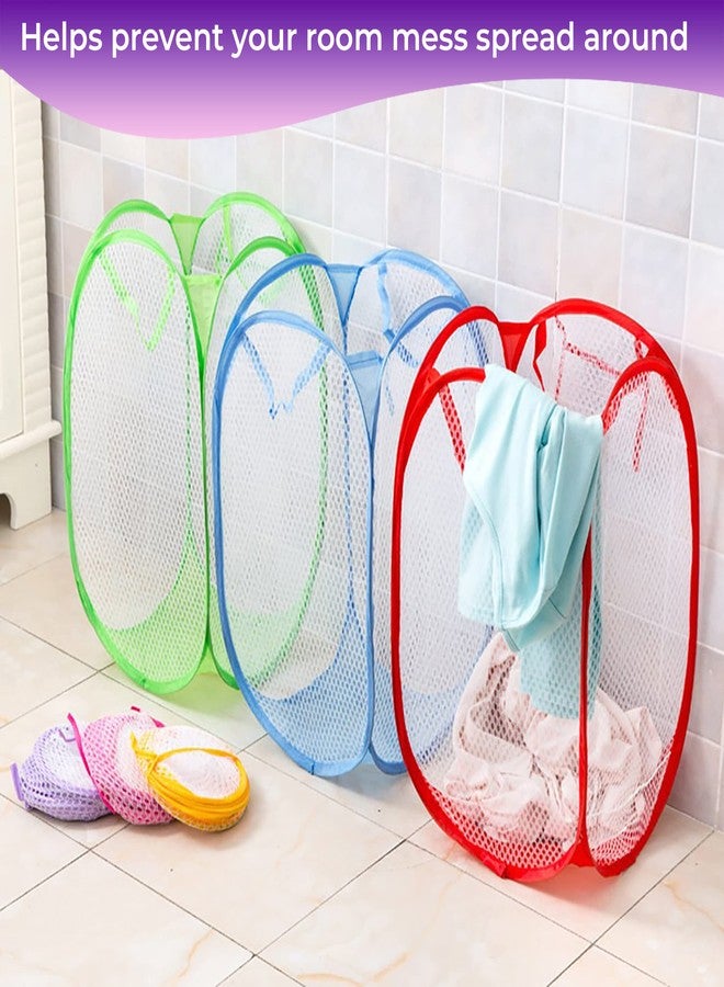 MeeTo Nylon Mesh Laundry Bag, Dirty Clothes Basket with Sturdy Material & Durable Carry Handles, Solid Bottom, Easy to Open and Fold Flat for Storage, Random Color, Pack Of 1 - Image 5