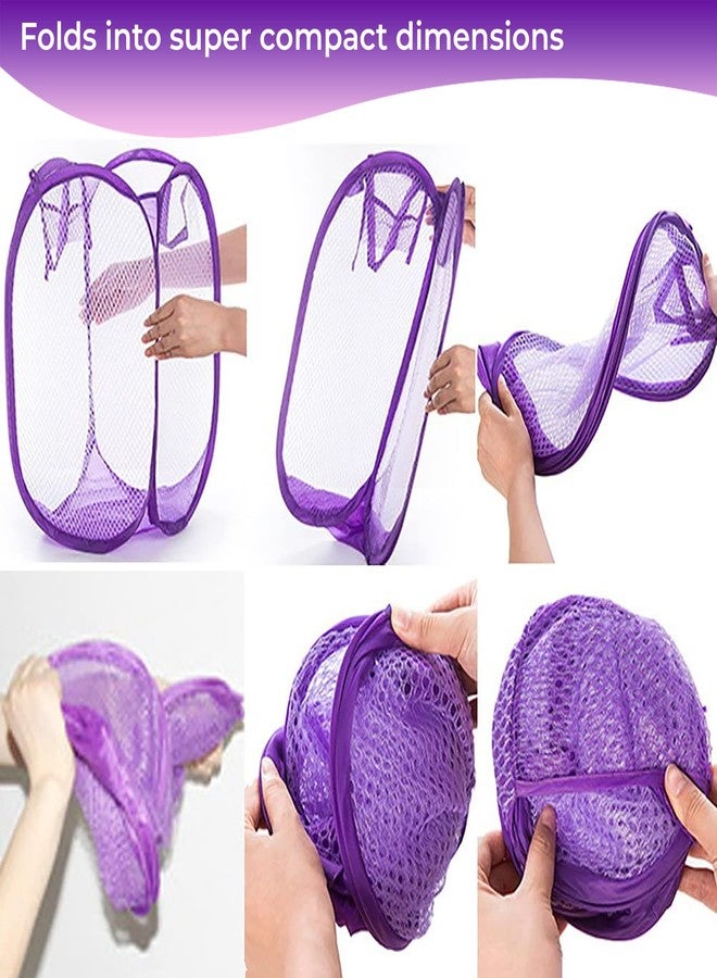 MeeTo Nylon Mesh Laundry Bag, Dirty Clothes Basket with Sturdy Material & Durable Carry Handles, Solid Bottom, Easy to Open and Fold Flat for Storage, Random Color, Pack Of 1 - Image 3