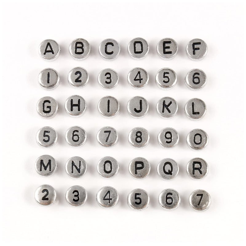 Yochus 1000Pcs Silver Mixed Round Acrylic Letter Beads 4X7Mm Black Alphabet Number Beads For Jewelry Making And Diy Bracelets - Image 3