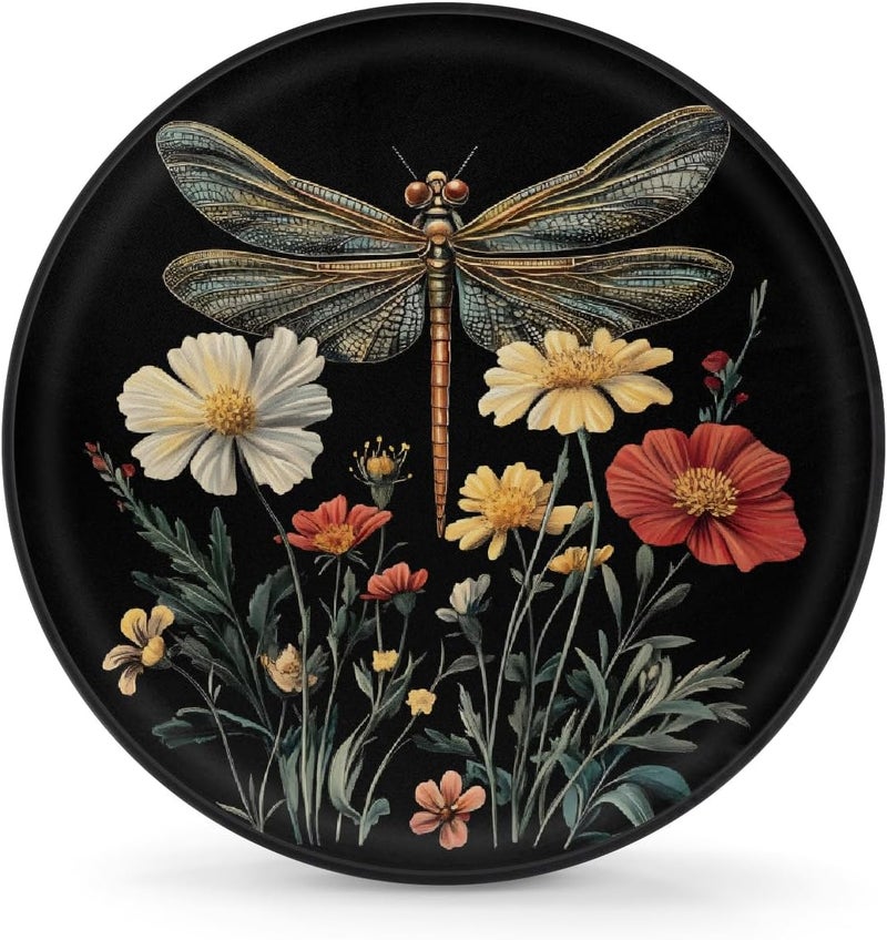 cfpolar Spare Tire Cover for RV Trailer, Boho Dragonfly Flower Waterproof Sun Leather Wheel Cover, Camper Spare Tire Covers Fit for Jeep Travel Trailer SUV (16 in for Diameter 29” - 31”),A-122 - Image 1