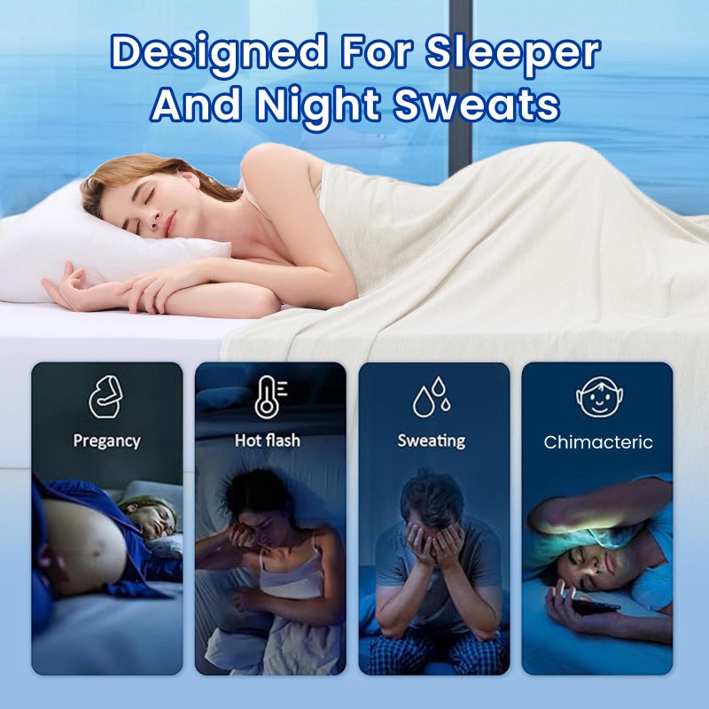 Topcee Cooling Blanket (90"x90"Queen Size) for Night Sweats Absorbs Heat to Keep Adults Cool on Warm Nights, Q-Max 0.5 Cooling Blankets for Hot Sleepers, Ultra-Cool Lightweight Blanket for Bed - Image 4