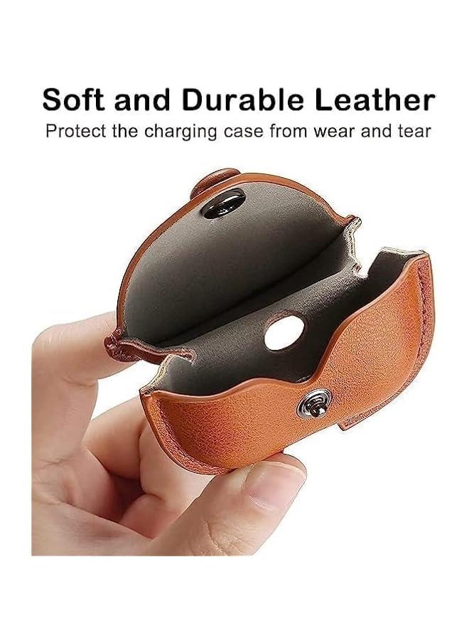 Generic - AIRP0D/S PRO/ PRO2(2nd Generation) leather Protective Case, Full Protective with hook earphone shell (Light Brown) - Image 1
