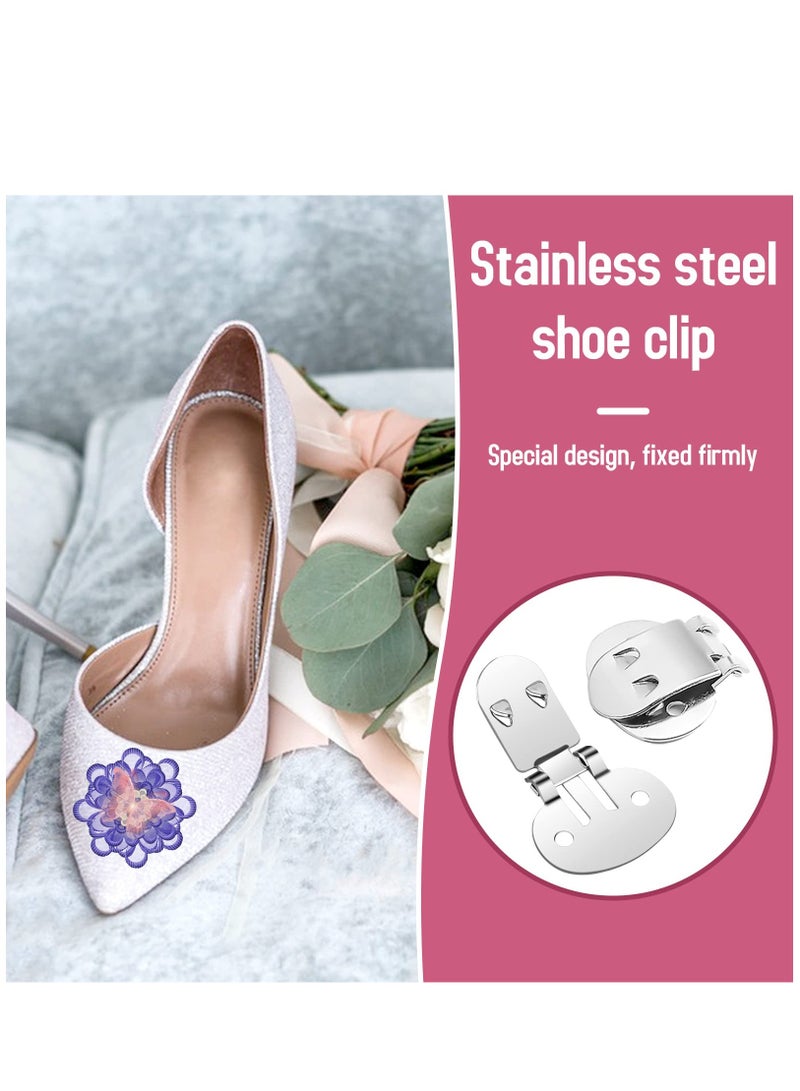 SYOSI 20 PCS Stainless Steel Shoe Clips Stainless Steel Flat Blank Shoe Clips stainless steel trim metal decor shoe clip for DIY Craft Findings Accessories High Quality Steel 32 x 20mm - Image 5
