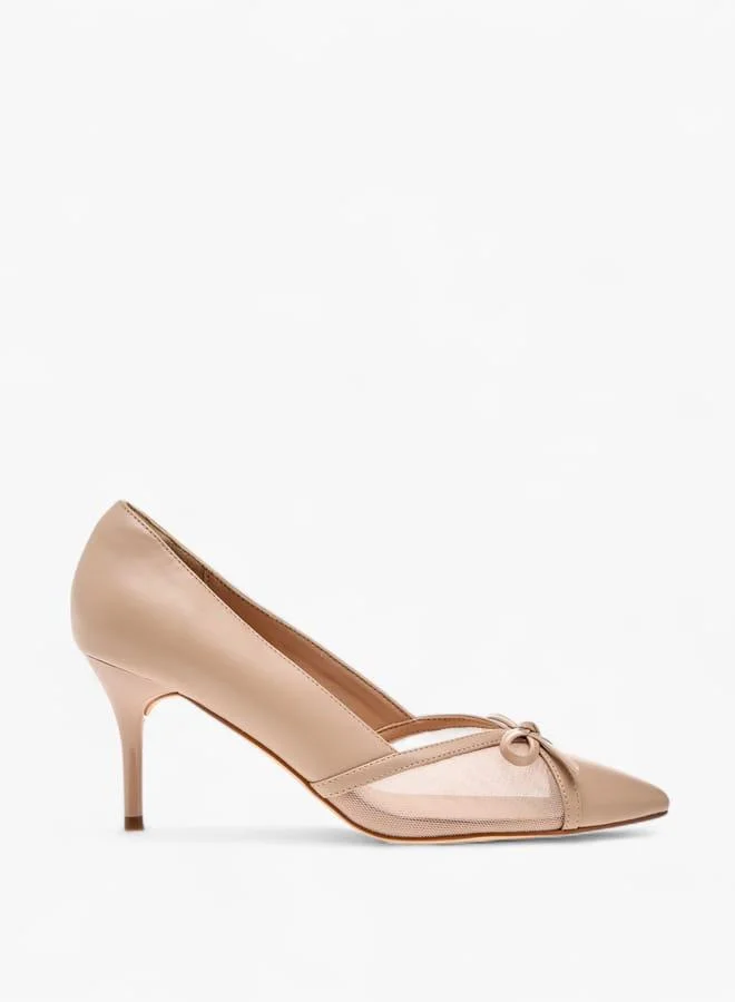 Flora Bella By Shoexpress Women Bow Applique Slip-On Pumps with Stiletto Heels