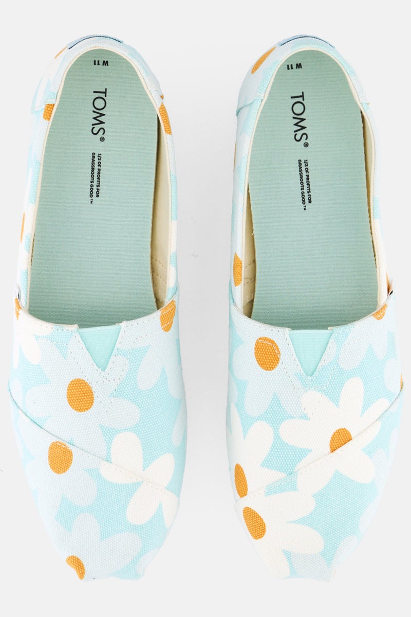 TOMS Women Slip On Floral Print Casual Shoes, Light Blue Combo - Image 3