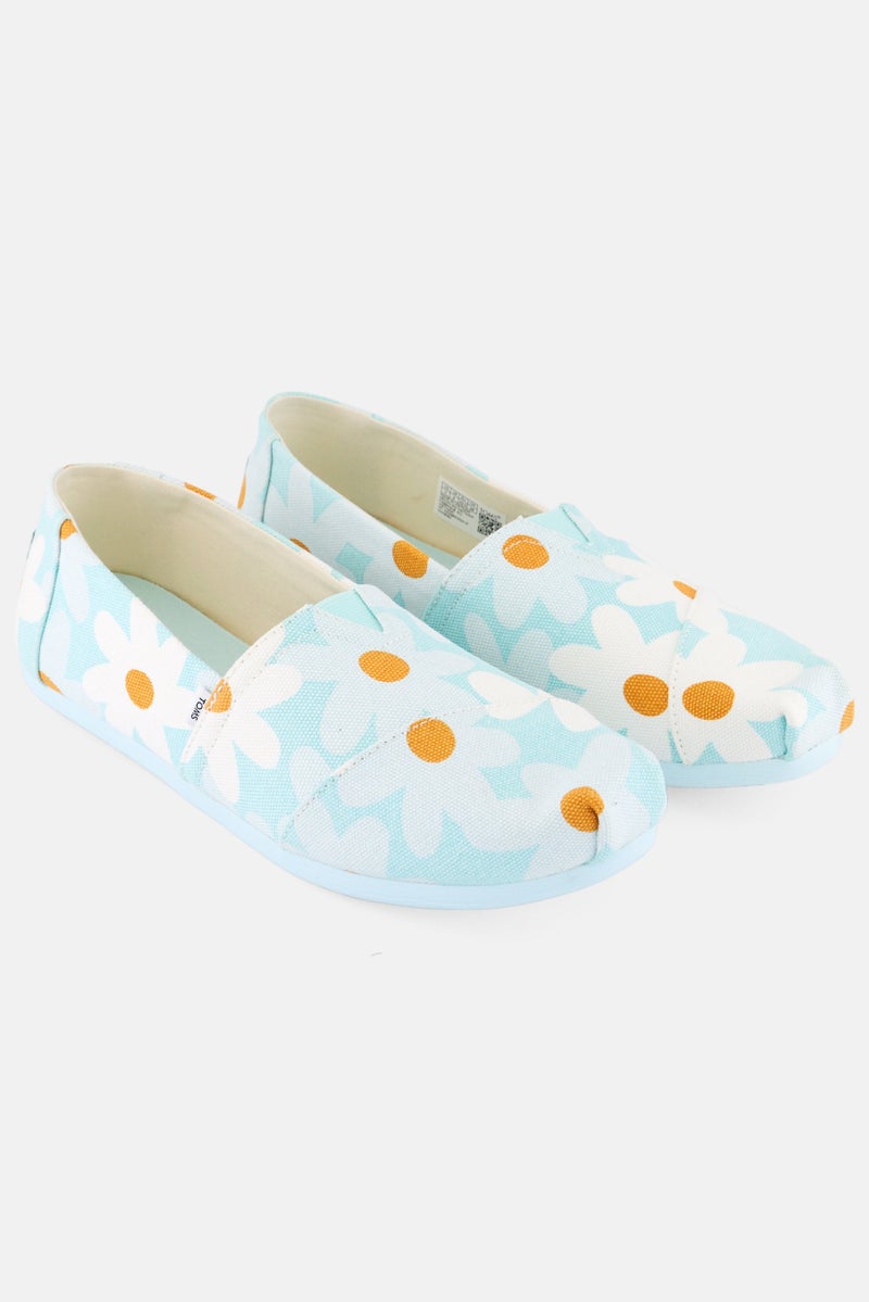 TOMS Women Slip On Floral Print Casual Shoes, Light Blue Combo - Image 1