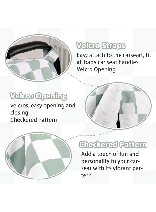 DILIMI Baby Car Seat Cover, Minky Warm Winter Car Seat Covers for Babies, Peekaboo Opening Infant Car Seat Cover, Nursing Cover Carseat Canopy, Green Checkered - Image 3