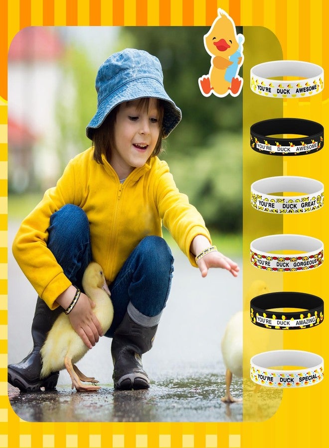 Poen 120 Pcs Duck Silicone Bracelets Bulk White and Black Duck Rubber Wristband Decoration for Summer Birthday Party Favor Supplies Baby Shower Gifts - Image 3