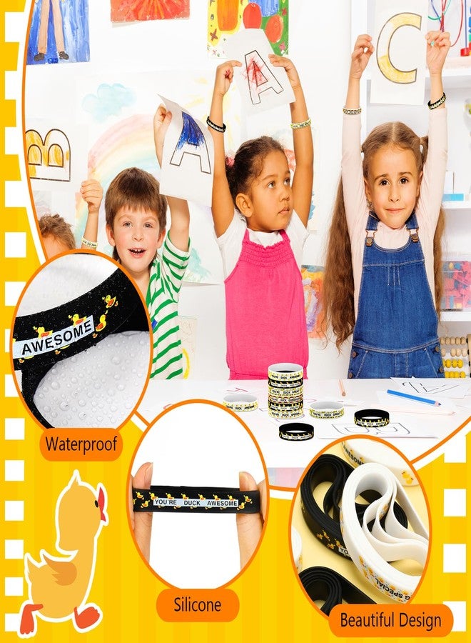 Poen 120 Pcs Duck Silicone Bracelets Bulk White and Black Duck Rubber Wristband Decoration for Summer Birthday Party Favor Supplies Baby Shower Gifts - Image 5