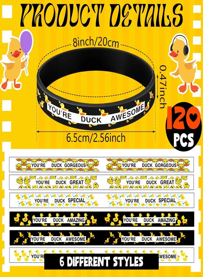 Poen 120 Pcs Duck Silicone Bracelets Bulk White and Black Duck Rubber Wristband Decoration for Summer Birthday Party Favor Supplies Baby Shower Gifts - Image 2