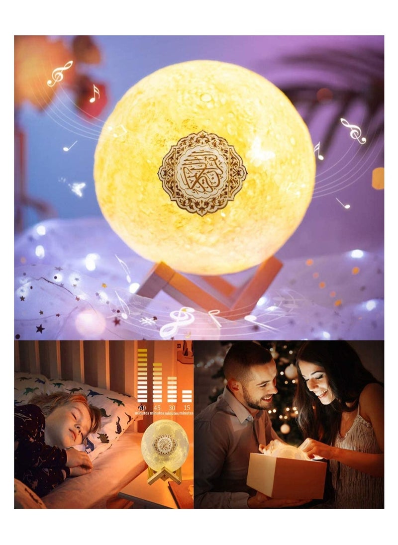 ELTRAZONE - Portable Bluetooth Speaker, 4 in 1 Quran Speaker with 16 Colors 3D Print Moon Lamp Night Light, Quran Recitations and Song FM Broadcast - Image 1