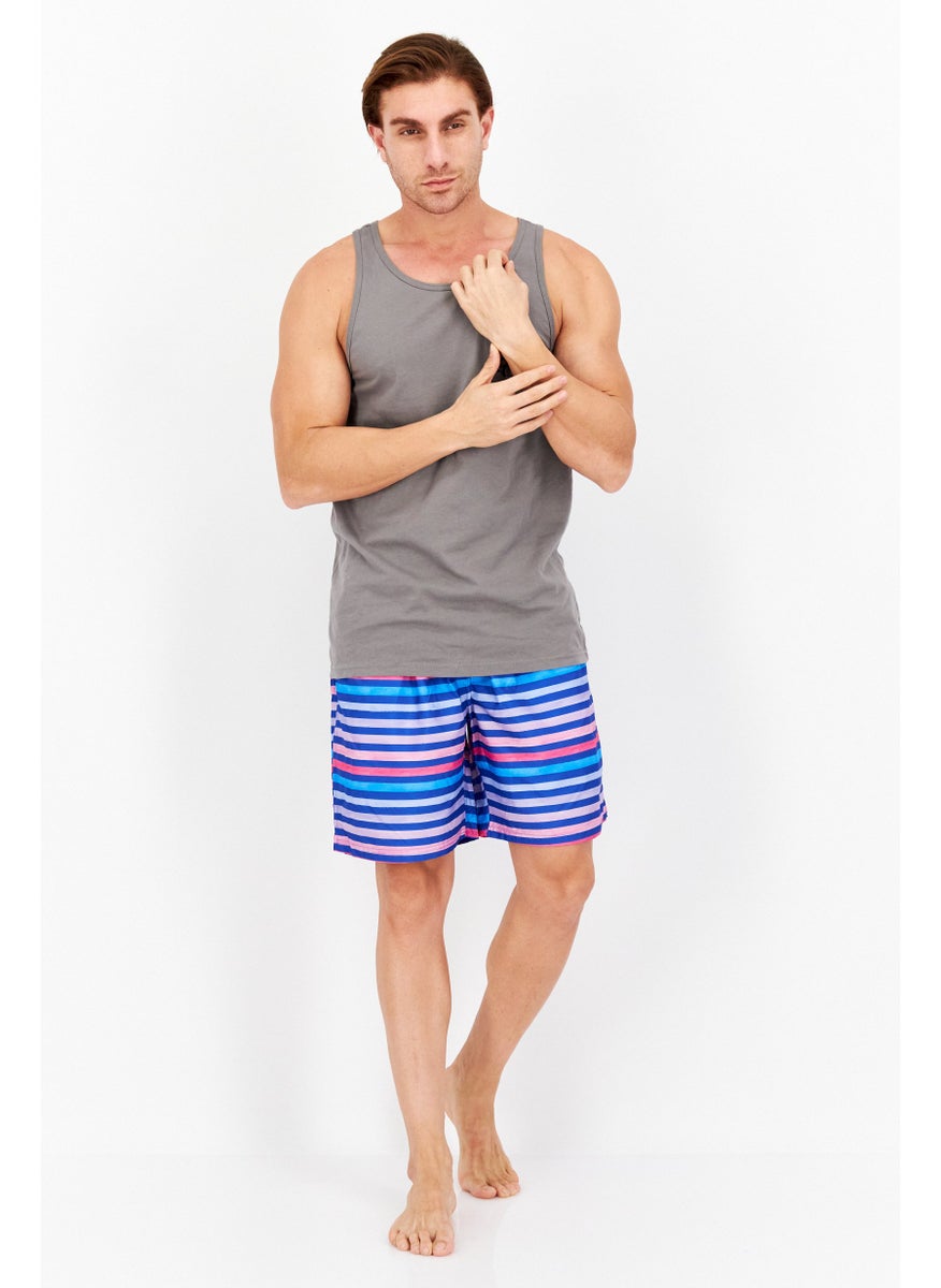 Tailorbyrd Men Striped Drawstring Swim Short, Blue Combo  - Image 4