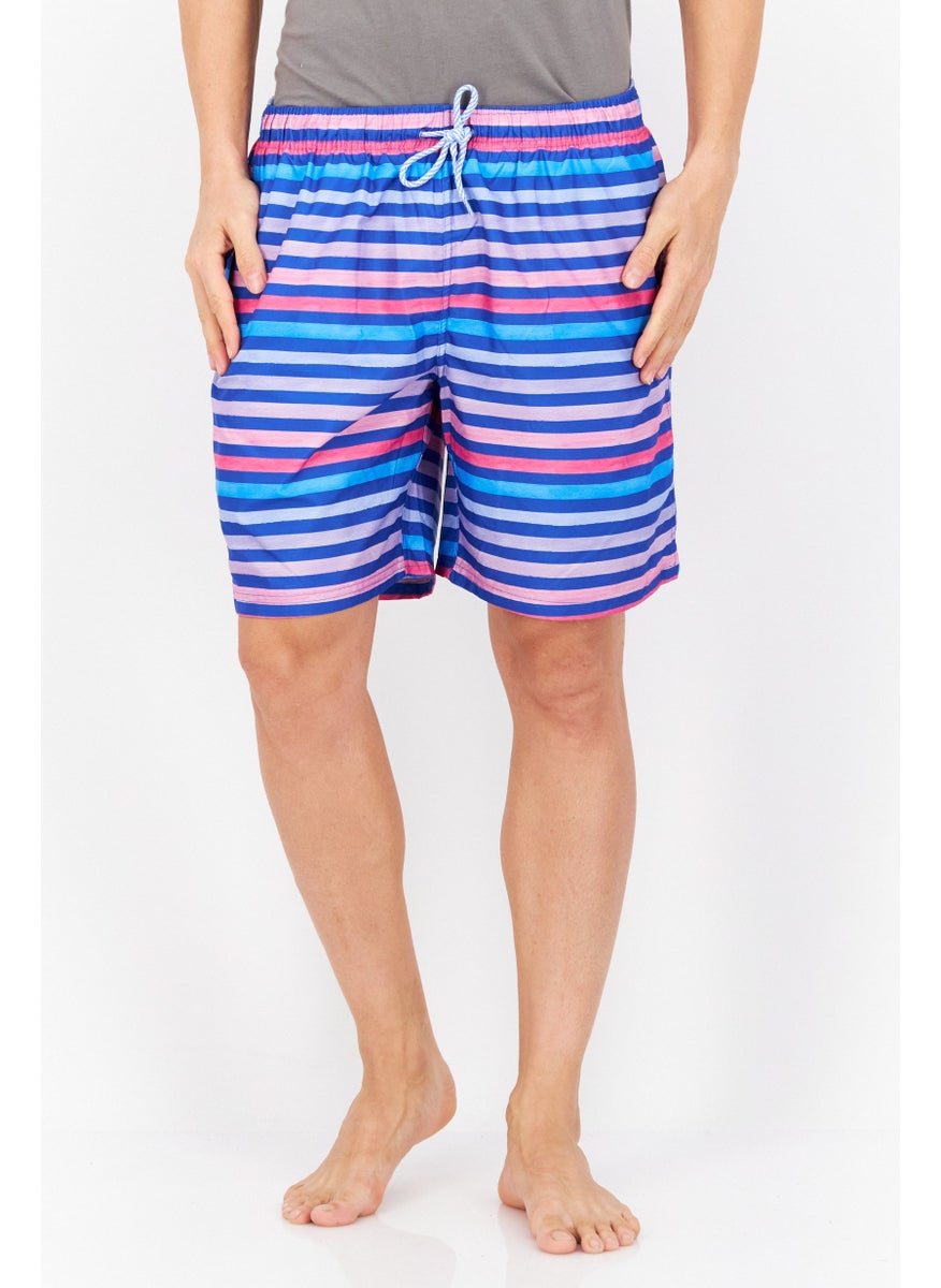 Tailorbyrd Men Striped Drawstring Swim Short, Blue Combo  - Image 1