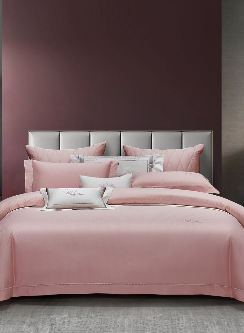 100s Light Luxury Embroidery Hilton Pink 200 * 230cm Bed Set of Four Pieces  - Image 1