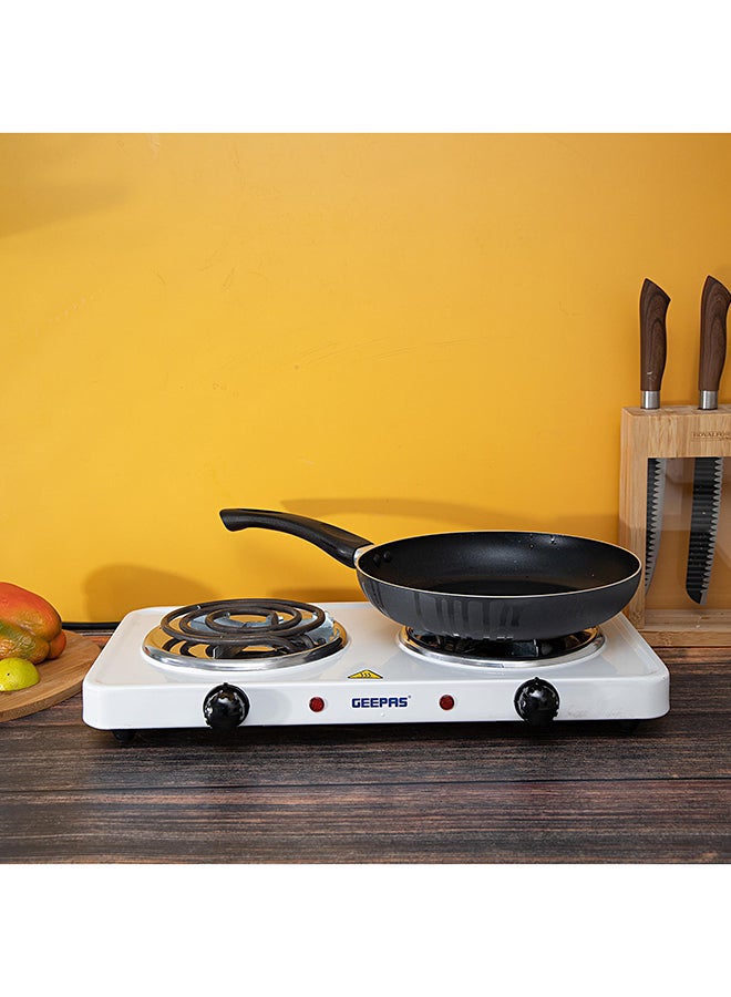 GEEPAS Electric Double Hot Plate 2000W 2000 W GHP7576 Silver/Black - Image 5