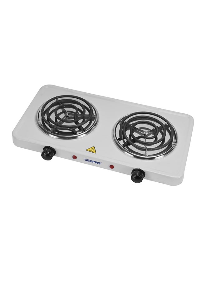 GEEPAS Electric Double Hot Plate 2000W 2000 W GHP7576 Silver/Black - Image 1
