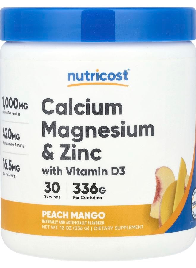 Nutricost Calcium Magnesium & Zinc with Vitamin D3 Peach Mango 12 oz (336 g)