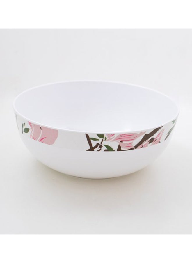 Bright Designs - Melamine Serving Bowl with Serving Spoon and Fork 
Set of 1 (D 26cm H 10cm)  Cherry Blossom - Image 1