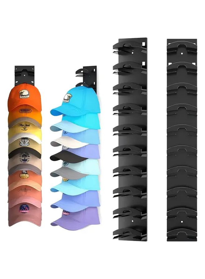 Black Hat Organizer Wall Mounted Storage Holds 40 Baseball Caps Space Saving Design - Image 1