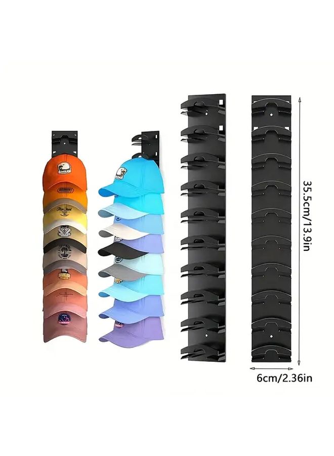 Black Hat Organizer Wall Mounted Storage Holds 40 Baseball Caps Space Saving Design - Image 3