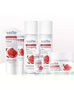 Sadore Set with Pomegranate Extract Consisting of 6 Pieces to Lighten, Moisturize and Soften Skin (Serum 30ml + Cream 50g + Toner 50 + Lotion 120ml + Eye Cream 20g + Moisturizer and Facial Cleanser 10