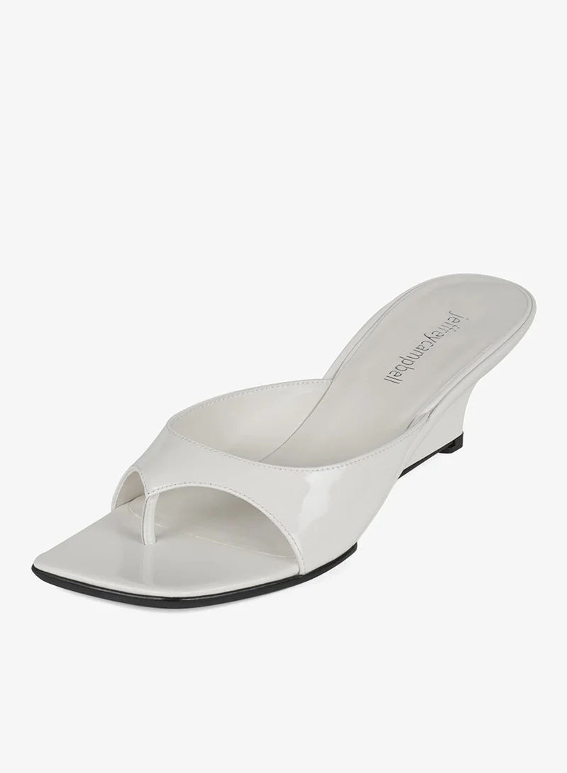 Jeffrey Campbell White Patent Platform Slippers for Women | Best Price UAE
