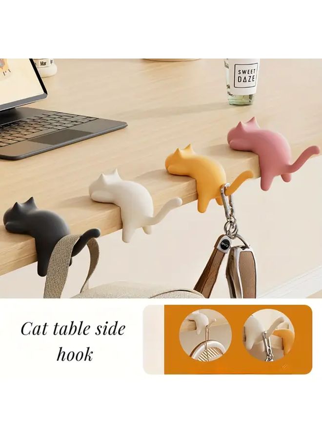 Yellow Cat Shaped Desk Organizer With Hanging Hook For Keys Books Office Supplies - Image 2