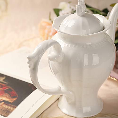 PULCHRITUDIE Fine Porcelain Ultra White English Teapot, Coffee Pot, Victoria Style, Light Weight, 37 Oz - Image 4