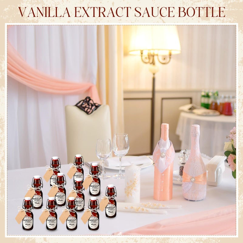 Vesici 20 Sets Swing Top Glass Bottles Set Amber Homemade Vanilla Extract Bottles Vanilla Extract Jars for Christmas DIY Crafts (8 Oz) - Image 5