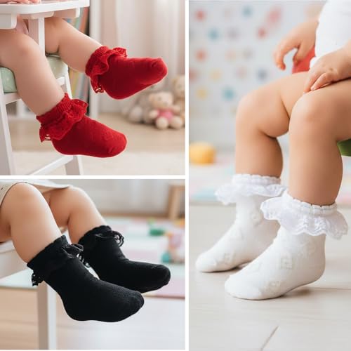 Supersox Frill Ankle Length Socks for Babies | Durable & Breathable Combed Cotton | Extra Soft, Anti-Odor & Moisture Absorbent | Pack of 3 - Image 5