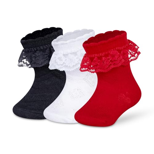 Supersox Frill Ankle Length Socks for Babies | Durable & Breathable Combed Cotton | Extra Soft, Anti-Odor & Moisture Absorbent | Pack of 3 - Image 1