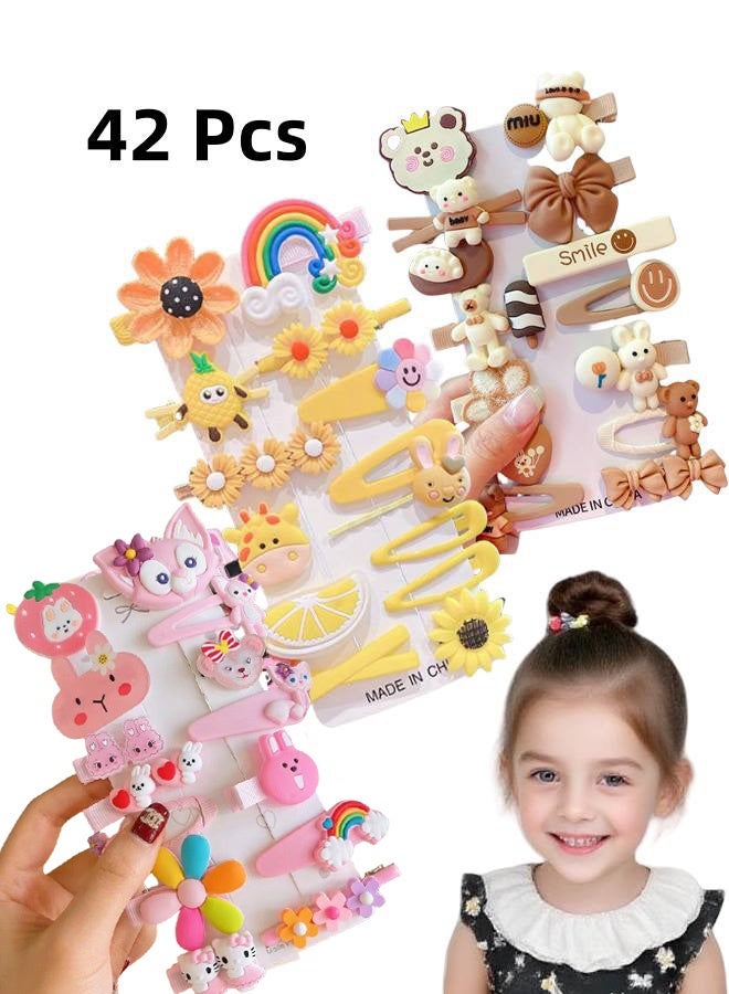 Baby Hair Clips, Hair Pin, Barrettes for Girls, Toddler Girls Hair Accessories, Kids Hair Clips for Styling, Flower Rainbow Candy Fruits Butterfly Cute Hair Clips for Girls 42 Pieces - Image 1