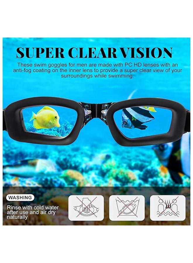 Generic Waterproof Adjustable Swimming Goggles Anti-fog and UV Protection Clear Vision Swim Comes with Plastic Case Nose Clip Earplugs - Image 5
