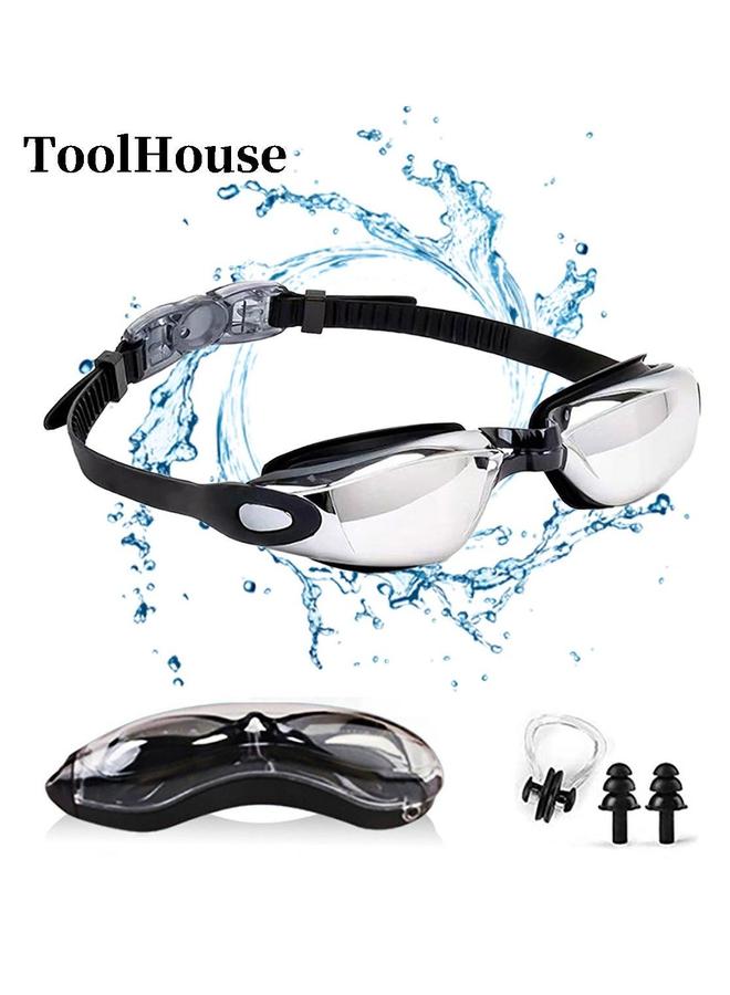 Generic Waterproof Adjustable Swimming Goggles Anti-fog and UV Protection Clear Vision Swim Comes with Plastic Case Nose Clip Earplugs - Image 1