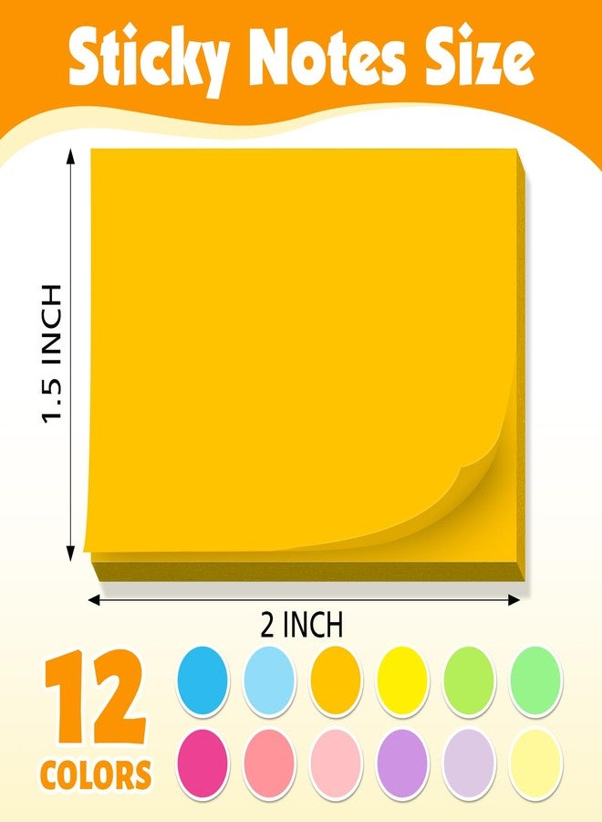 NEOACT (60 Pack) Sticky Notes 1.5x2 Inches, 12 Bright Colors Self-Stick Note Pads Premium Mini Sticky Notes, Bulk Sticky Notes Pads for School, Office, Home - Image 2