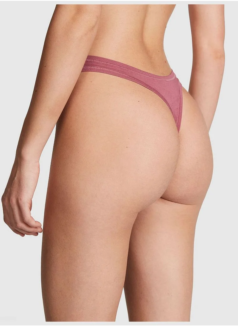 PINK Cotton High-Leg Thong Panty