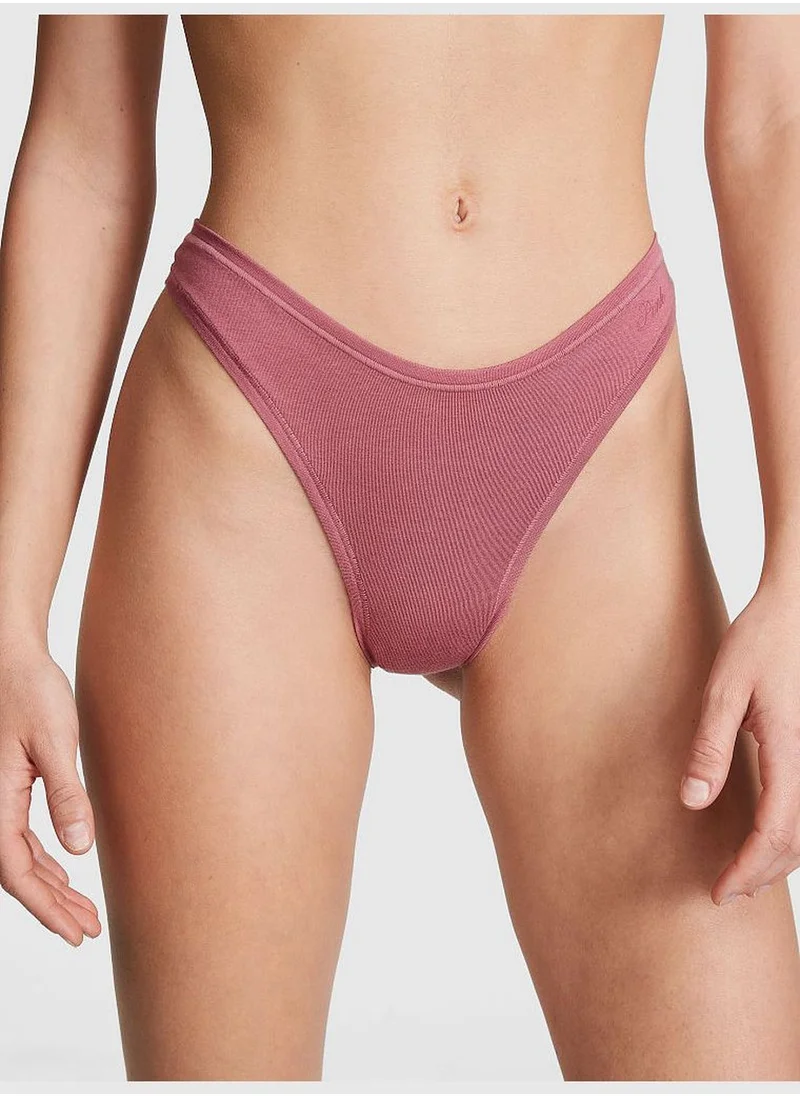 PINK Cotton High-Leg Thong Panty