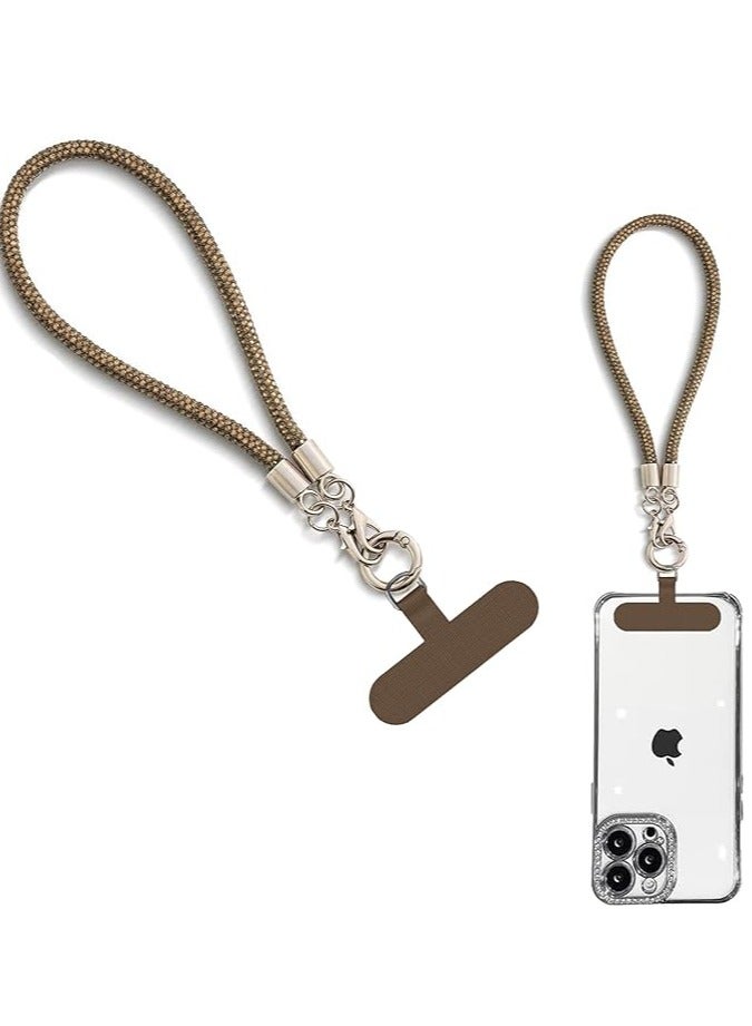 Glitter Phone Wrist Strap, Bling Rhinestone Short Hand Lanyard Bracelet with Keychain & Card Holder, Universal Mobile Phone Chain & Handbag Strap for Women - Image 1