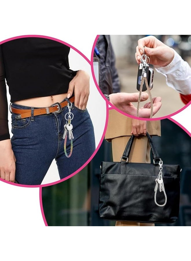 Glitter Phone Wrist Strap, Bling Rhinestone Short Hand Lanyard Bracelet with Keychain & Card Holder, Universal Mobile Phone Chain & Handbag Strap for Women - Image 5